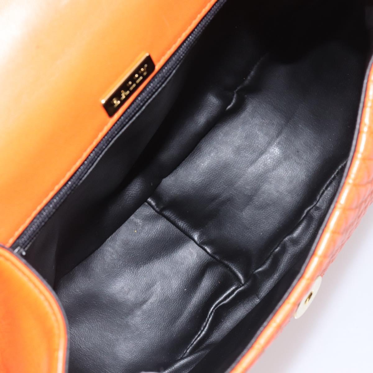 BALLY Hand Bag Leather 2way Orange Gold Auth 197157A