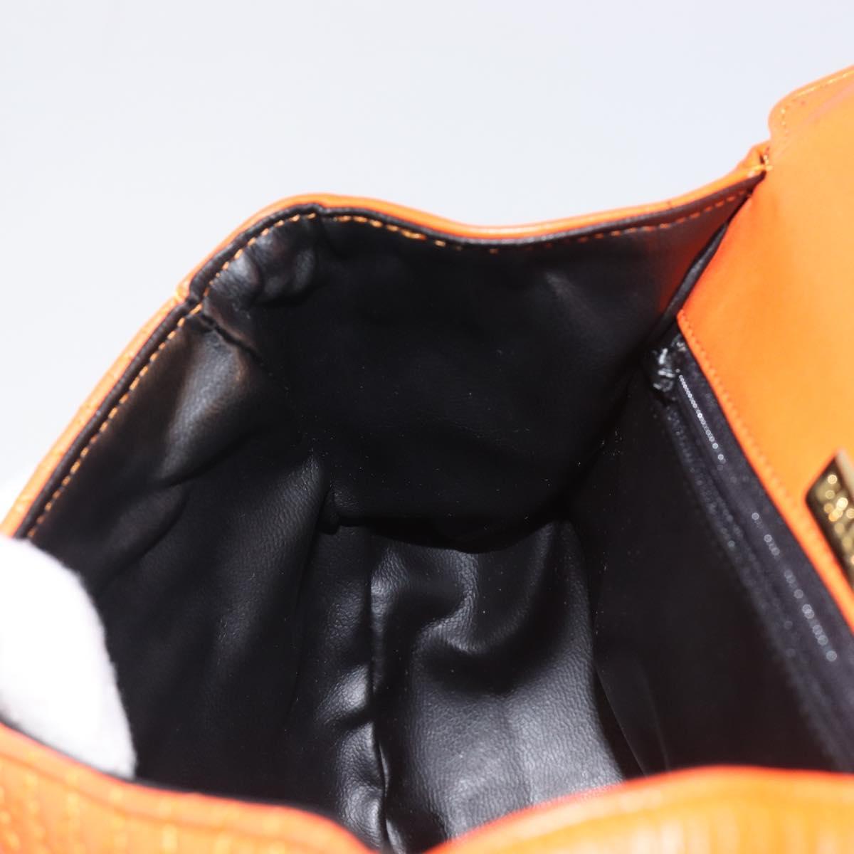 BALLY Hand Bag Leather 2way Orange Gold Auth 197157A