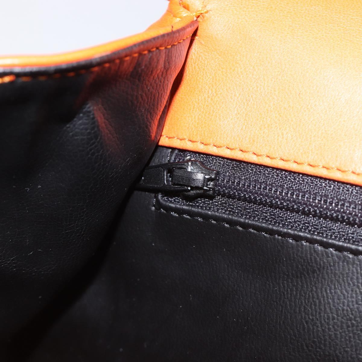 BALLY Hand Bag Leather 2way Orange Gold Auth 197157A