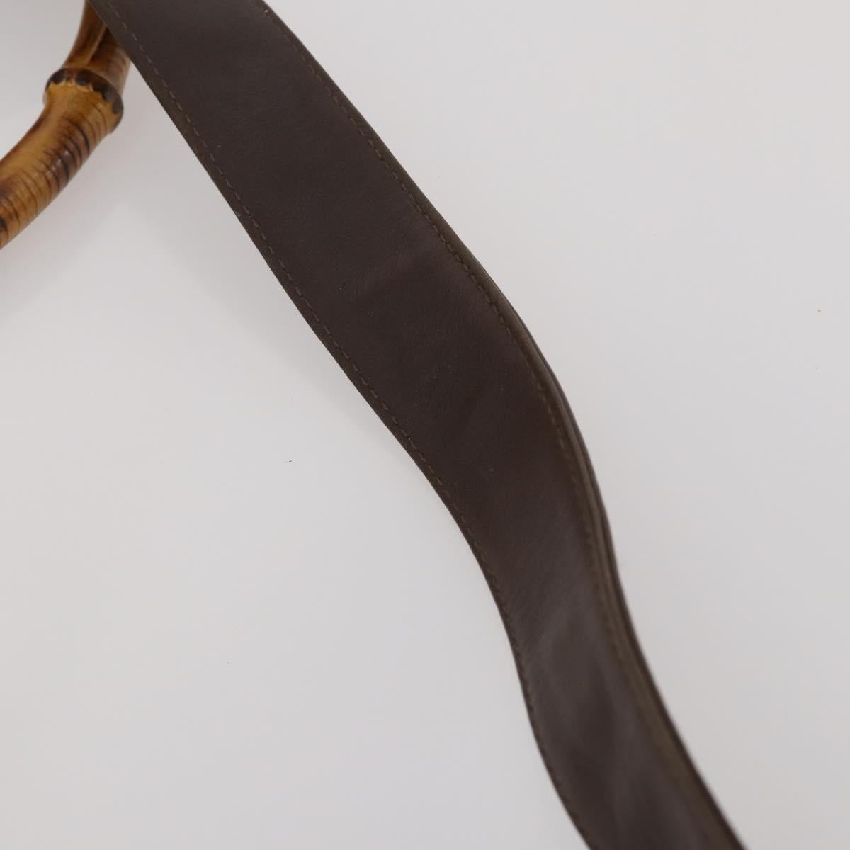 GUCCI Bamboo Shoulder Bag Leather 2way Brown Gold 001 3444 1638 Auth 197159