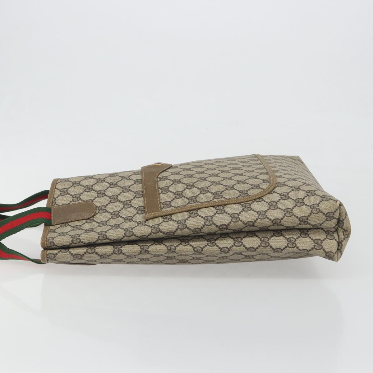 GUCCI GG Supreme Web Sherry Line Tote Bag PVC Beige 47 02 2140 Auth 197160