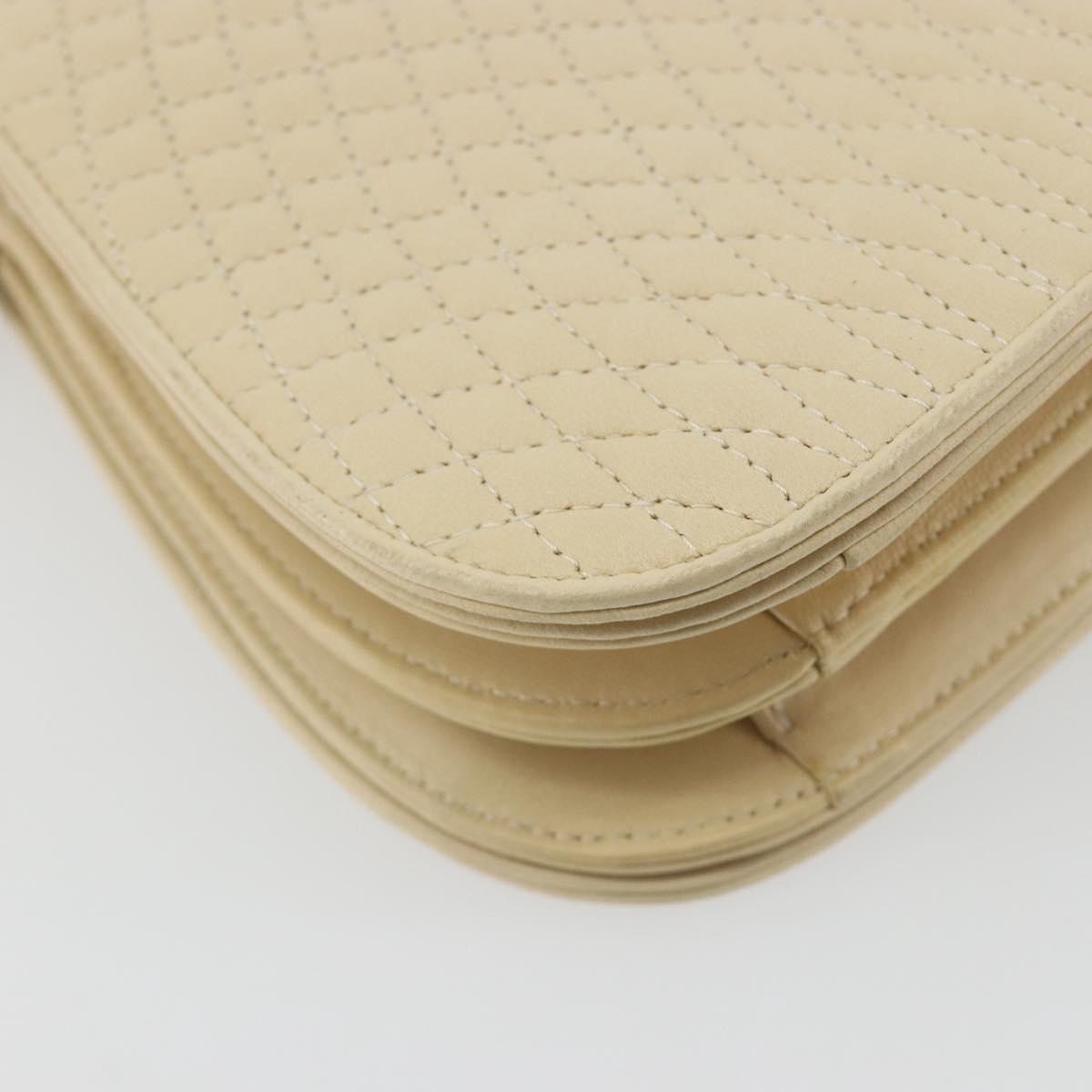BALLY Shoulder Bag Leather 2way Ivory Gold Auth 197162A