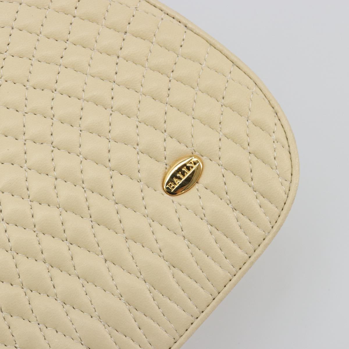 BALLY Shoulder Bag Leather 2way Ivory Gold Auth 197162A