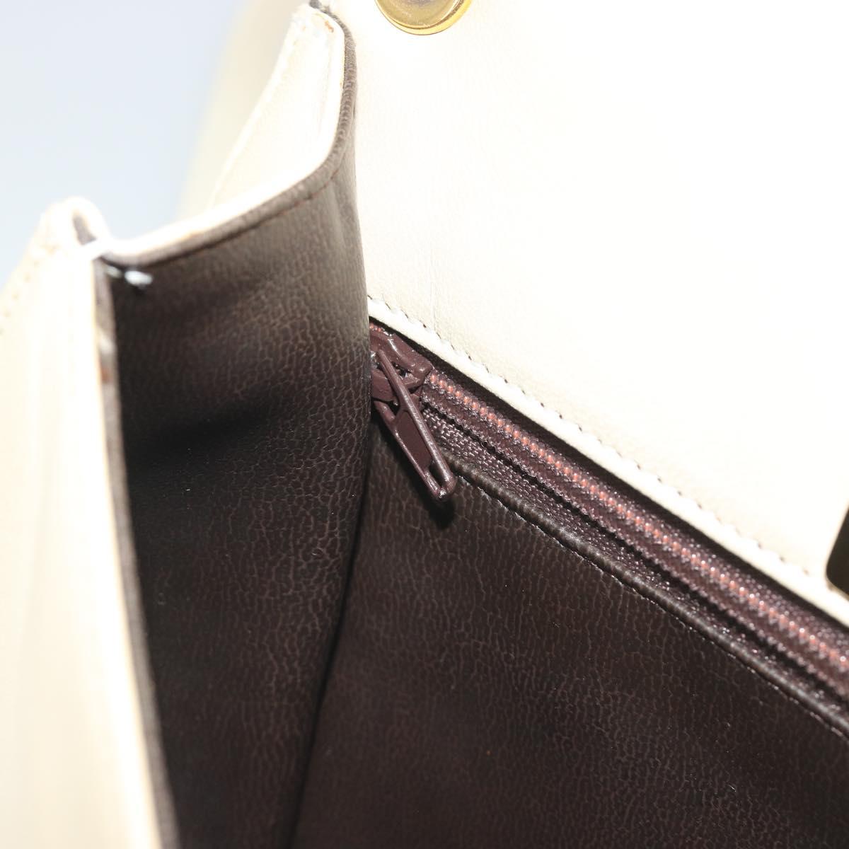 BALLY Shoulder Bag Leather 2way Ivory Gold Auth 197162A