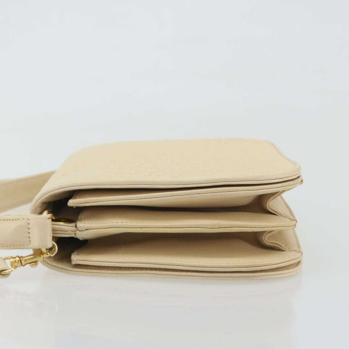 BALLY Shoulder Bag Leather 2way Ivory Gold Auth 197162A
