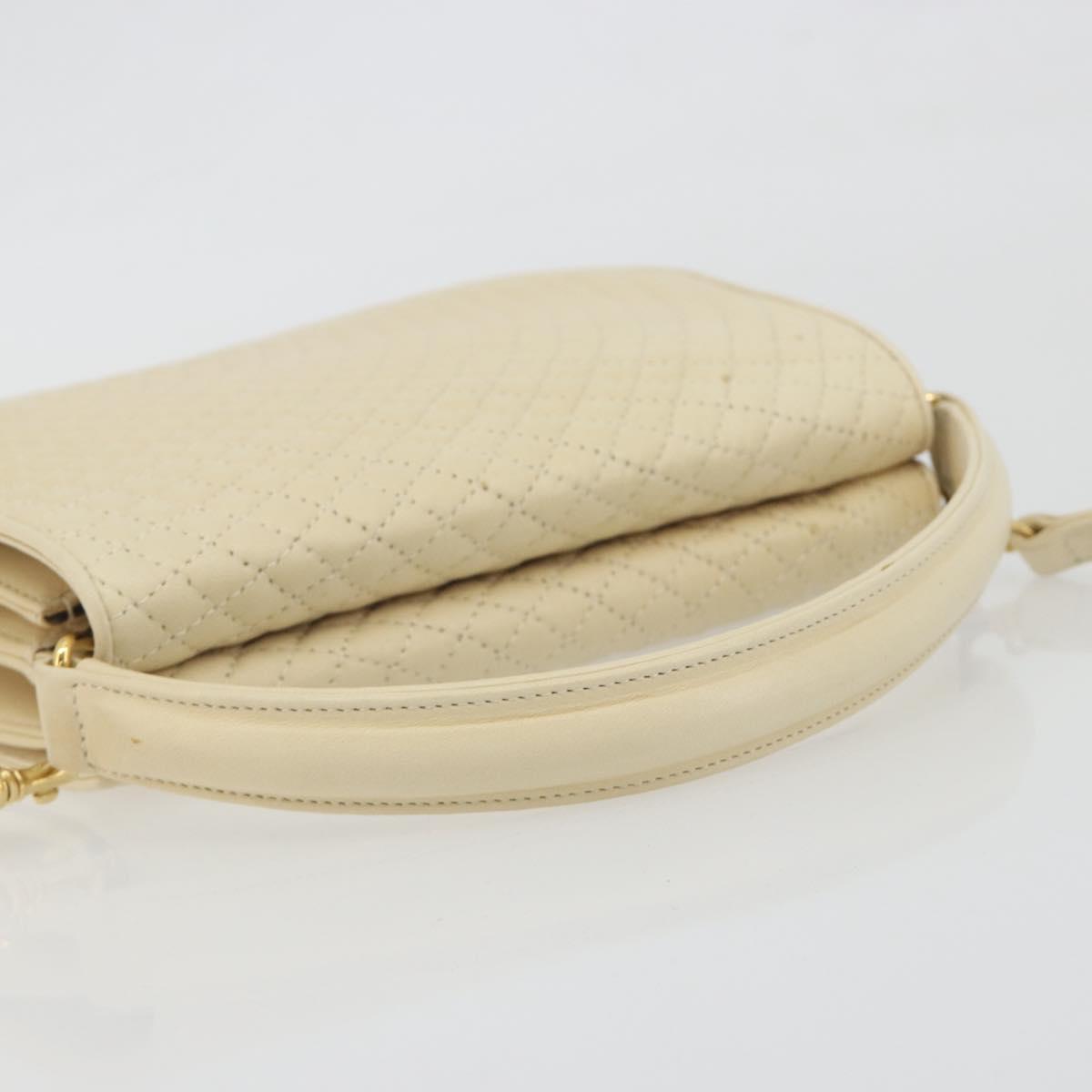 BALLY Shoulder Bag Leather 2way Ivory Gold Auth 197162A