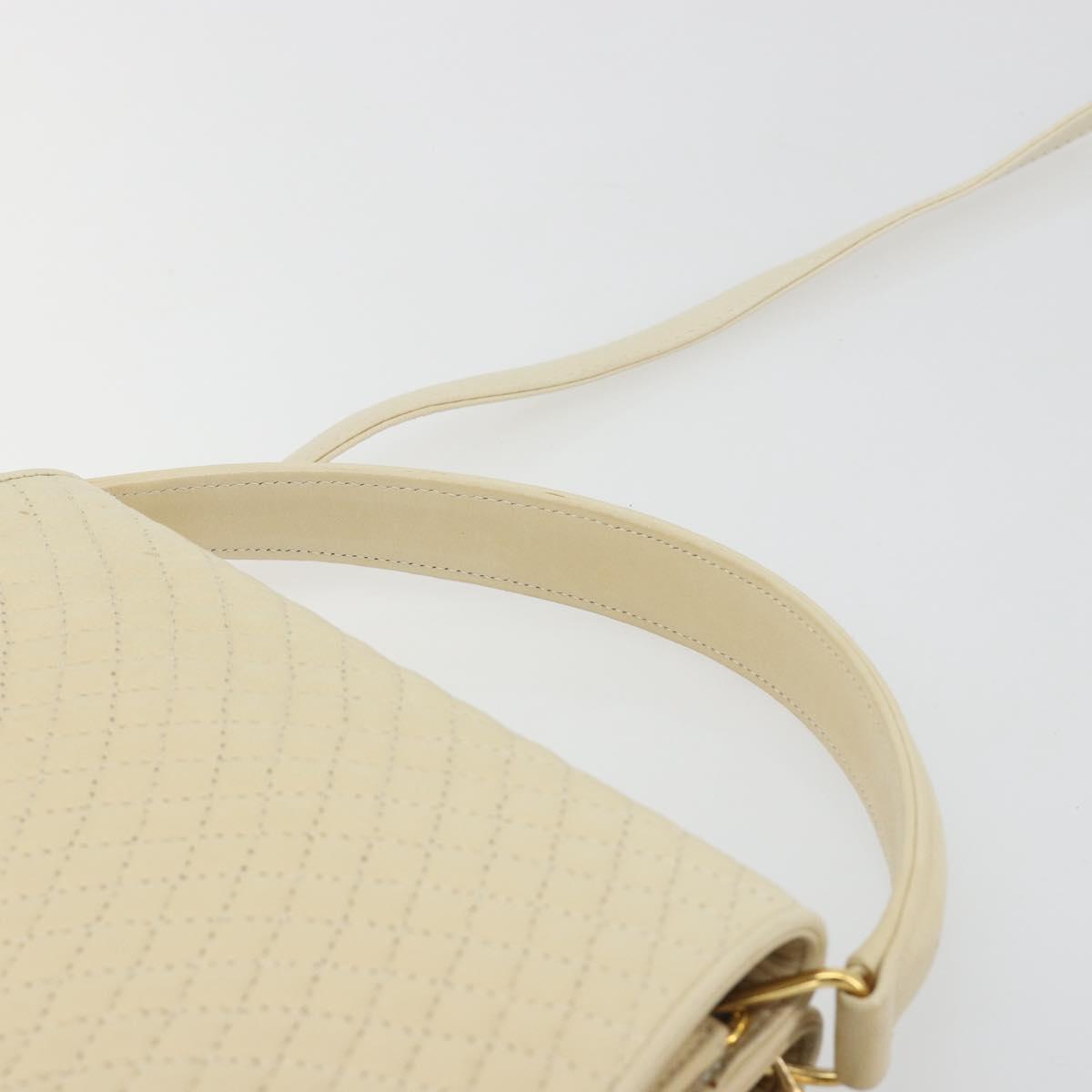 BALLY Shoulder Bag Leather 2way Ivory Gold Auth 197162A