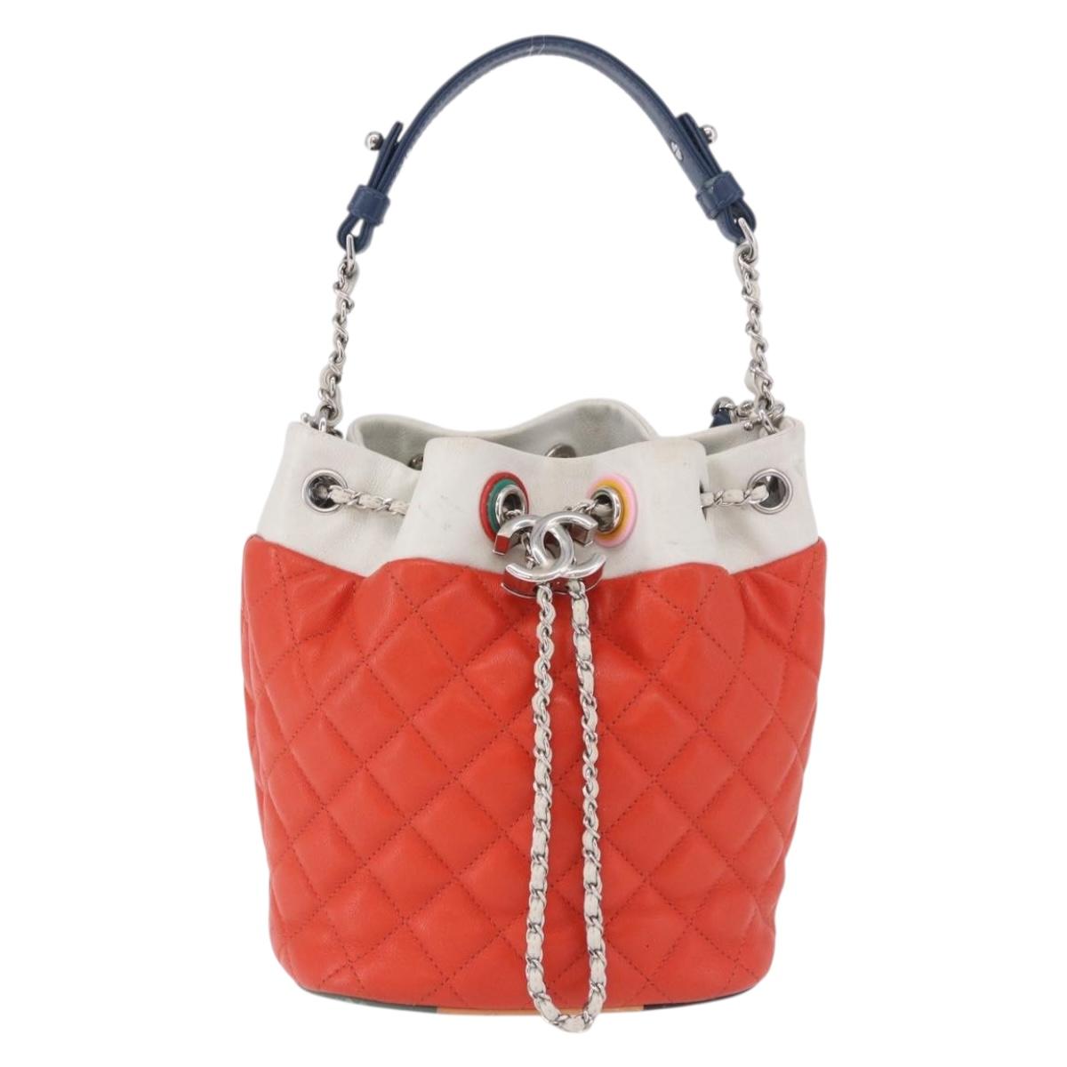 CHANEL Matelasse Chain Shoulder Bag Caviar Skin 2way Red Silver CC Auth 197163M