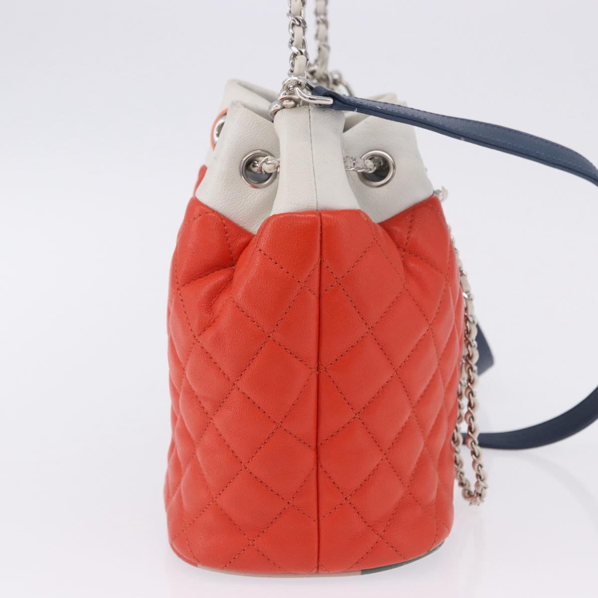 CHANEL Matelasse Chain Shoulder Bag Caviar Skin 2way Red Silver CC Auth 197163M