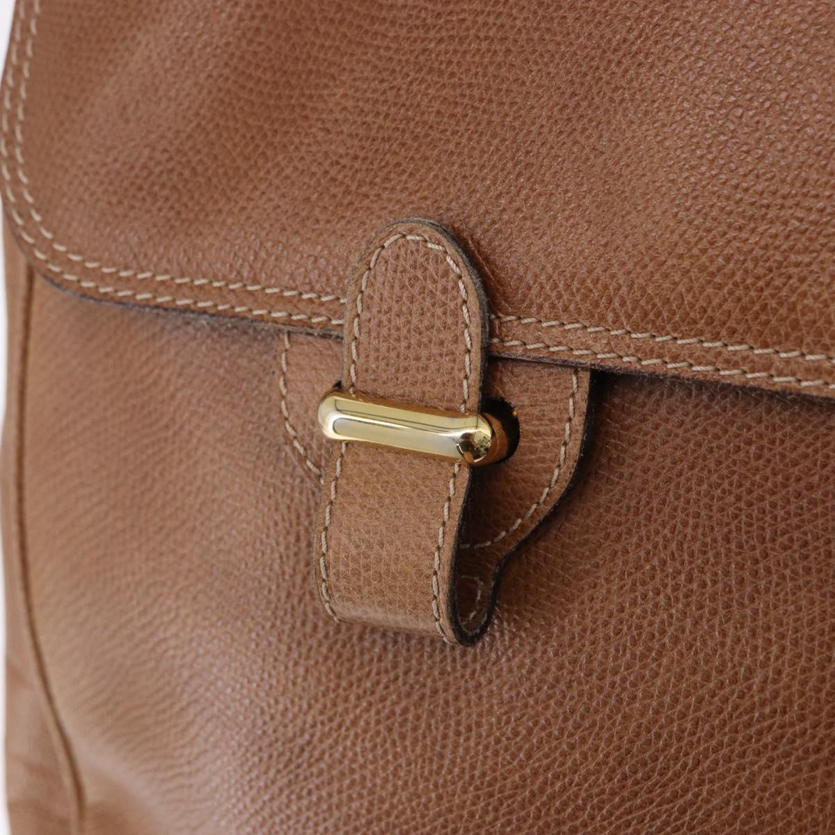 LOEWE Hand Bag Leather 2way Brown Gold Auth 197164