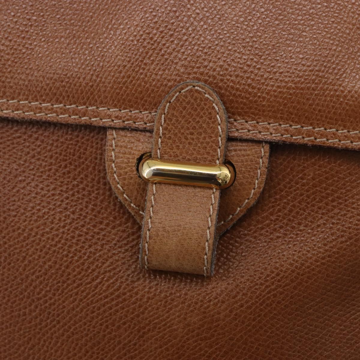 LOEWE Hand Bag Leather 2way Brown Gold Auth 197164