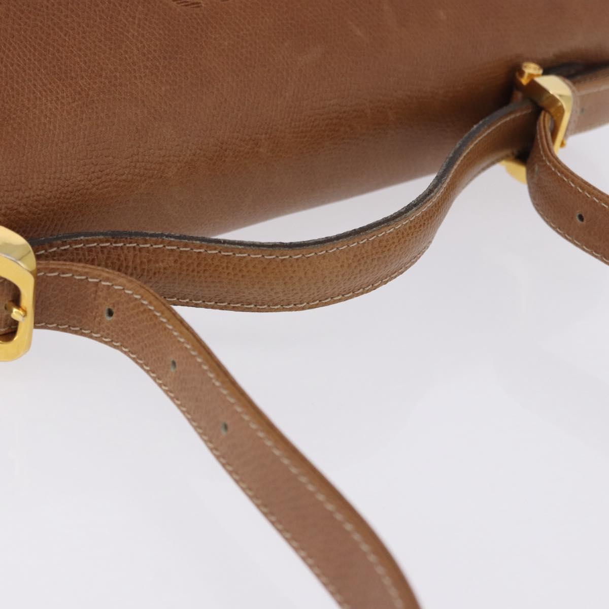 LOEWE Hand Bag Leather 2way Brown Gold Auth 197164