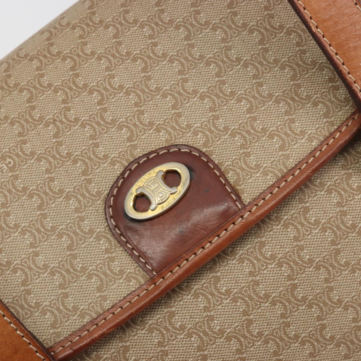 CELINE Macadam Canvas Hand Bag PVC Beige Gold Auth 197166