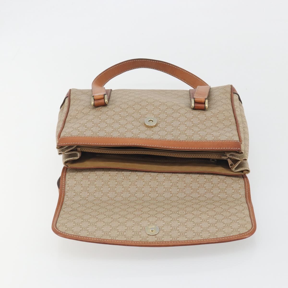 CELINE Macadam Canvas Hand Bag PVC Beige Gold Auth 197166
