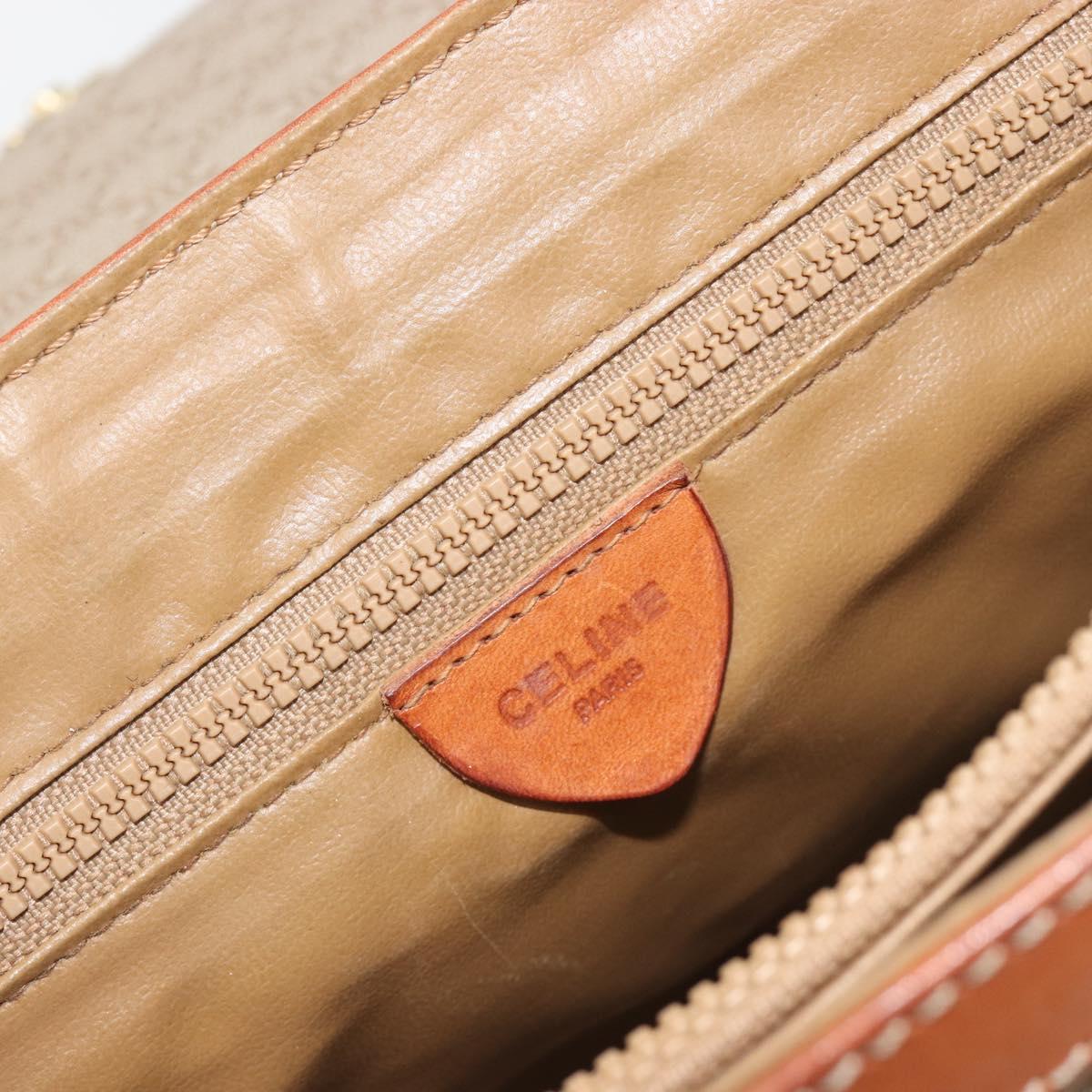 CELINE Macadam Canvas Hand Bag PVC Beige Gold Auth 197166