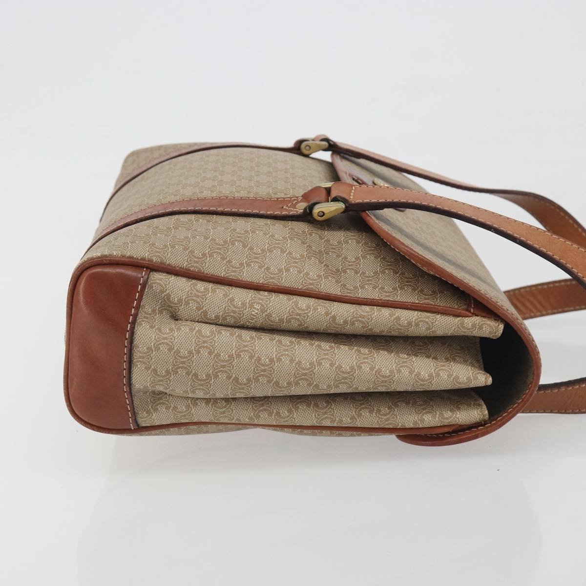 CELINE Macadam Canvas Hand Bag PVC Beige Gold Auth 197166