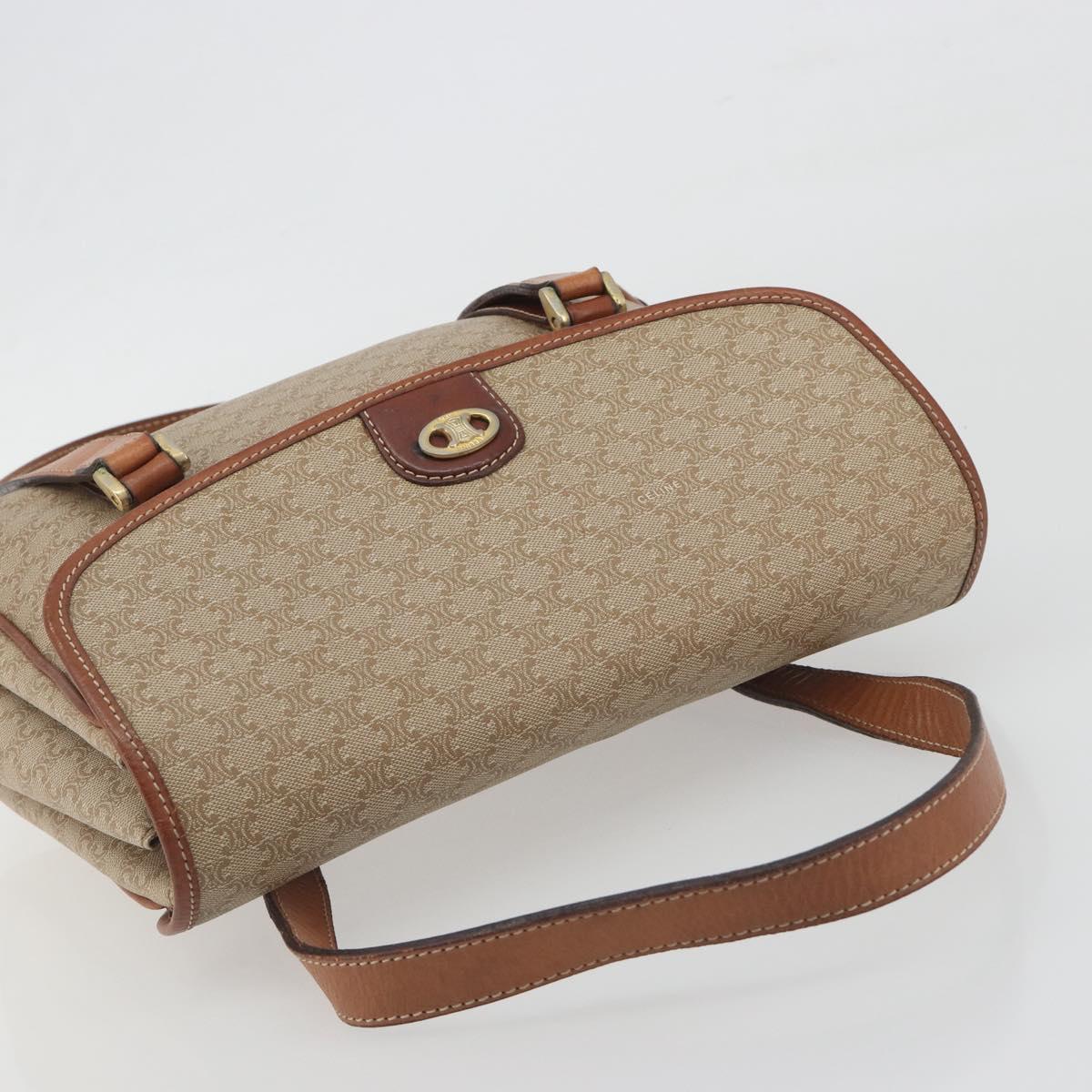 CELINE Macadam Canvas Hand Bag PVC Beige Gold Auth 197166