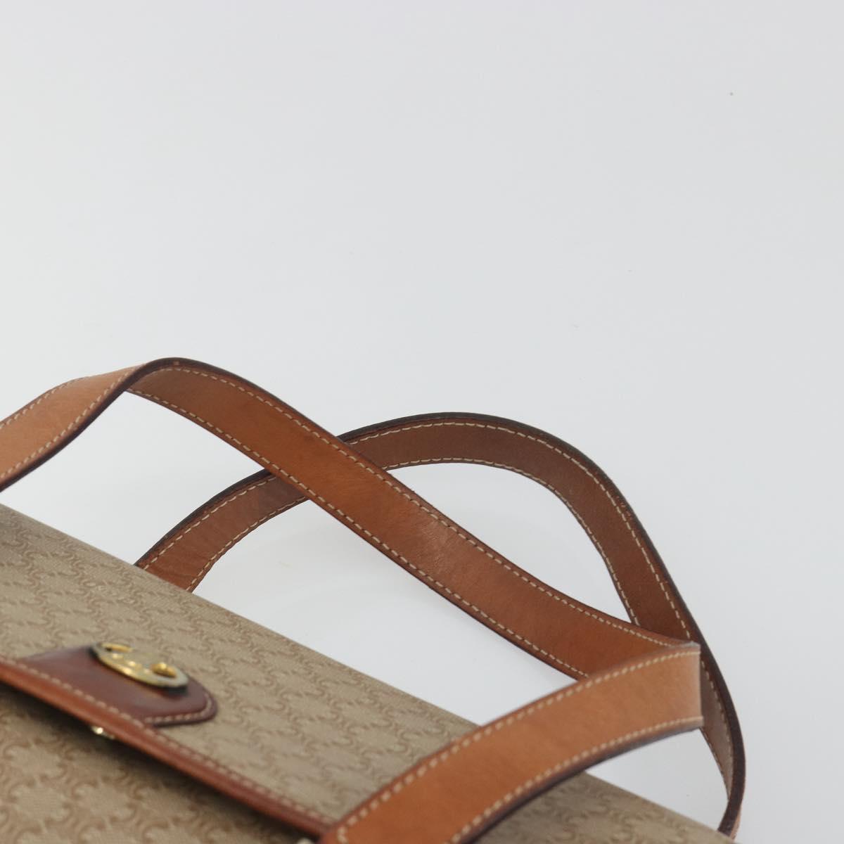 CELINE Macadam Canvas Hand Bag PVC Beige Gold Auth 197166