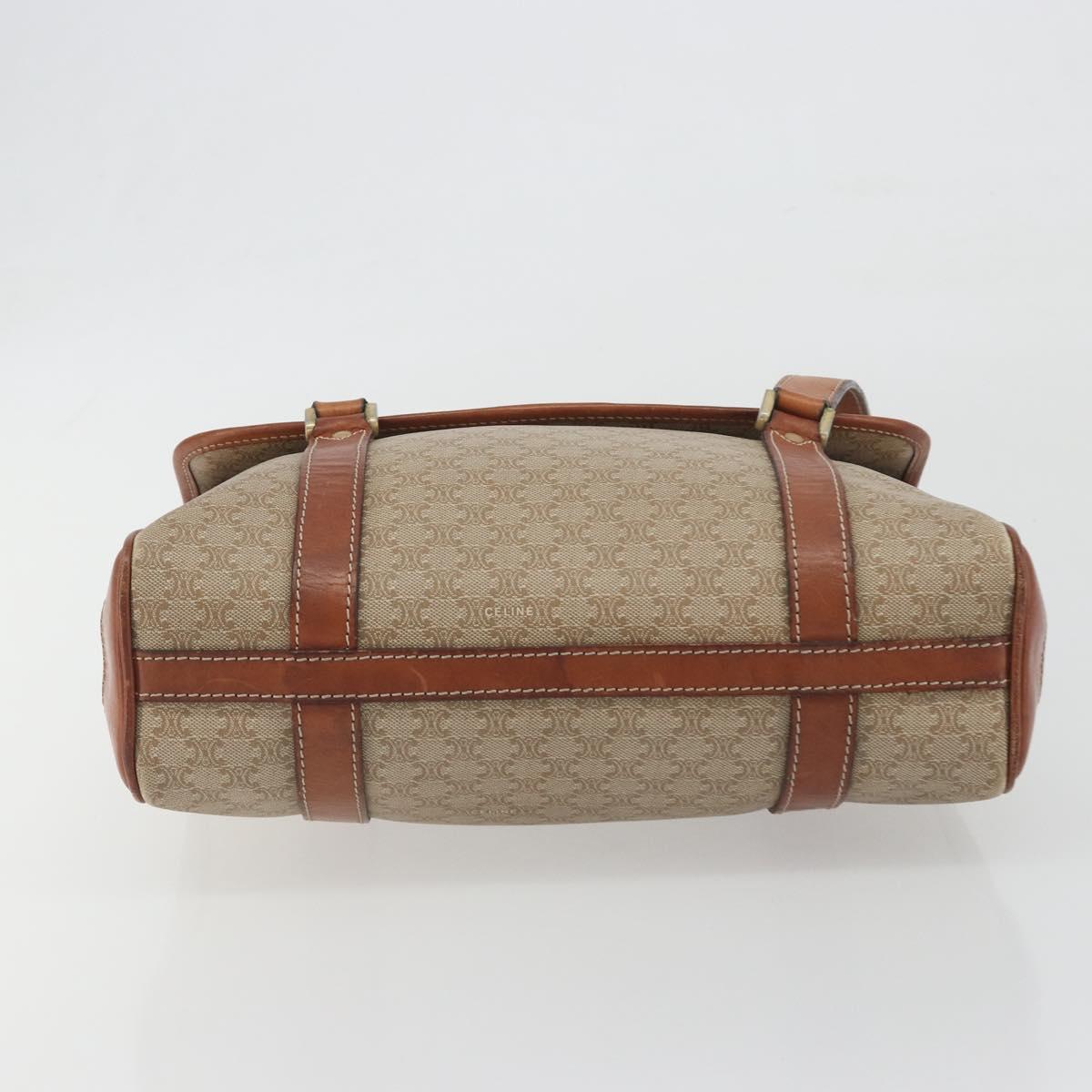 CELINE Macadam Canvas Hand Bag PVC Beige Gold Auth 197166