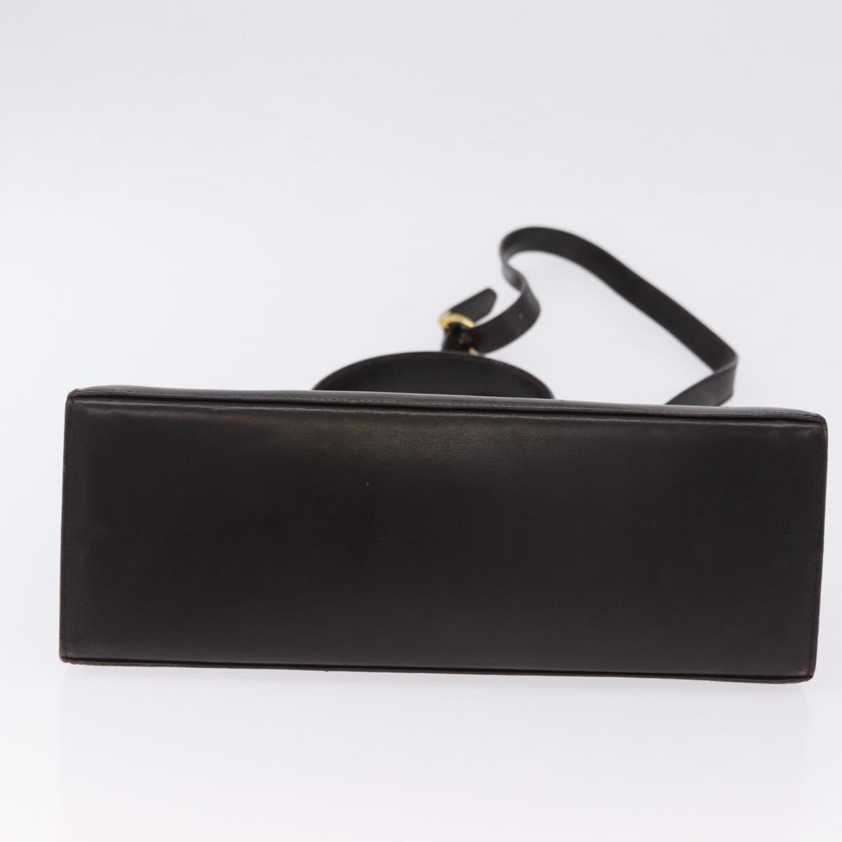 Salvatore Ferragamo Gancini Hand Bag Leather 2way Brown Gold Auth 197167