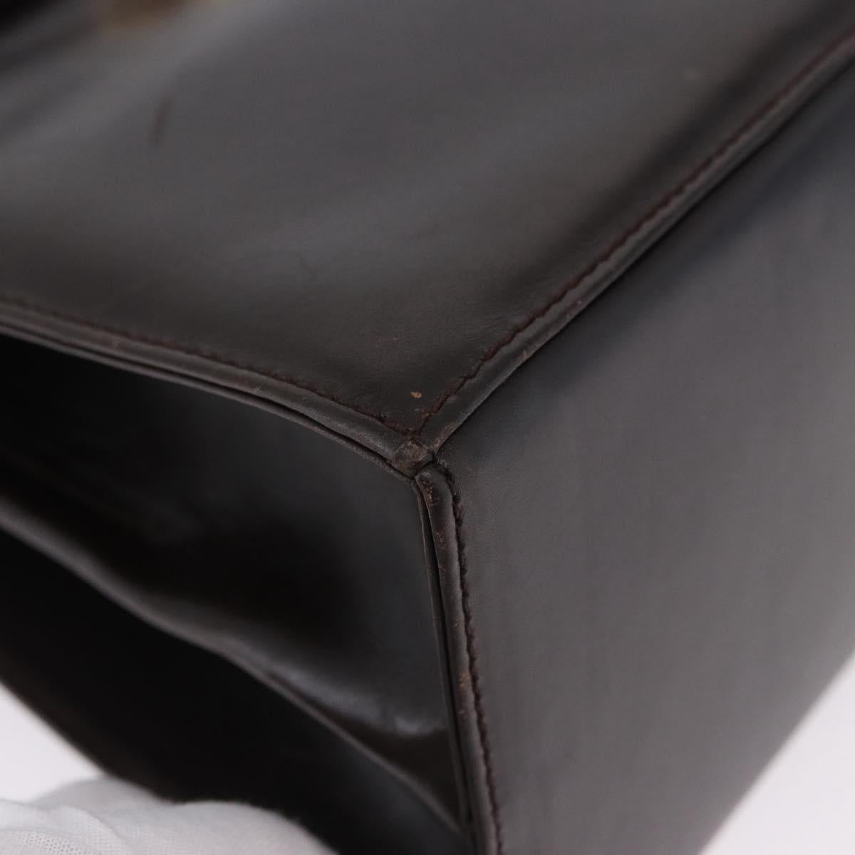 Salvatore Ferragamo Gancini Hand Bag Leather 2way Brown Gold Auth 197167