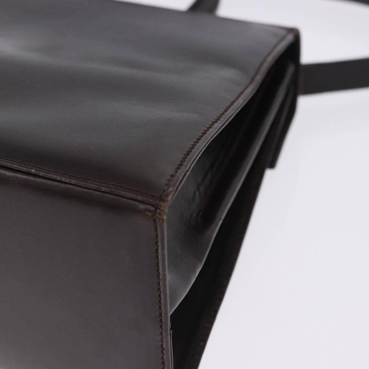 Salvatore Ferragamo Gancini Hand Bag Leather 2way Brown Gold Auth 197167