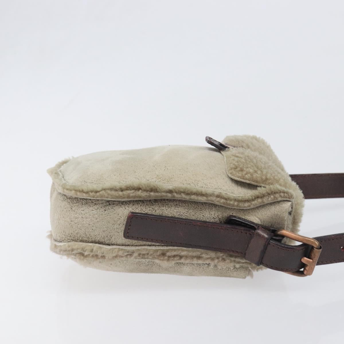 CELINE Shoulder Bag Mouton Brown Auth 197168