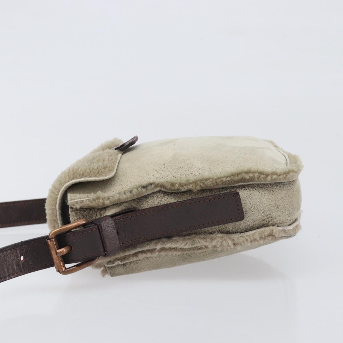 CELINE Shoulder Bag Mouton Brown Auth 197168