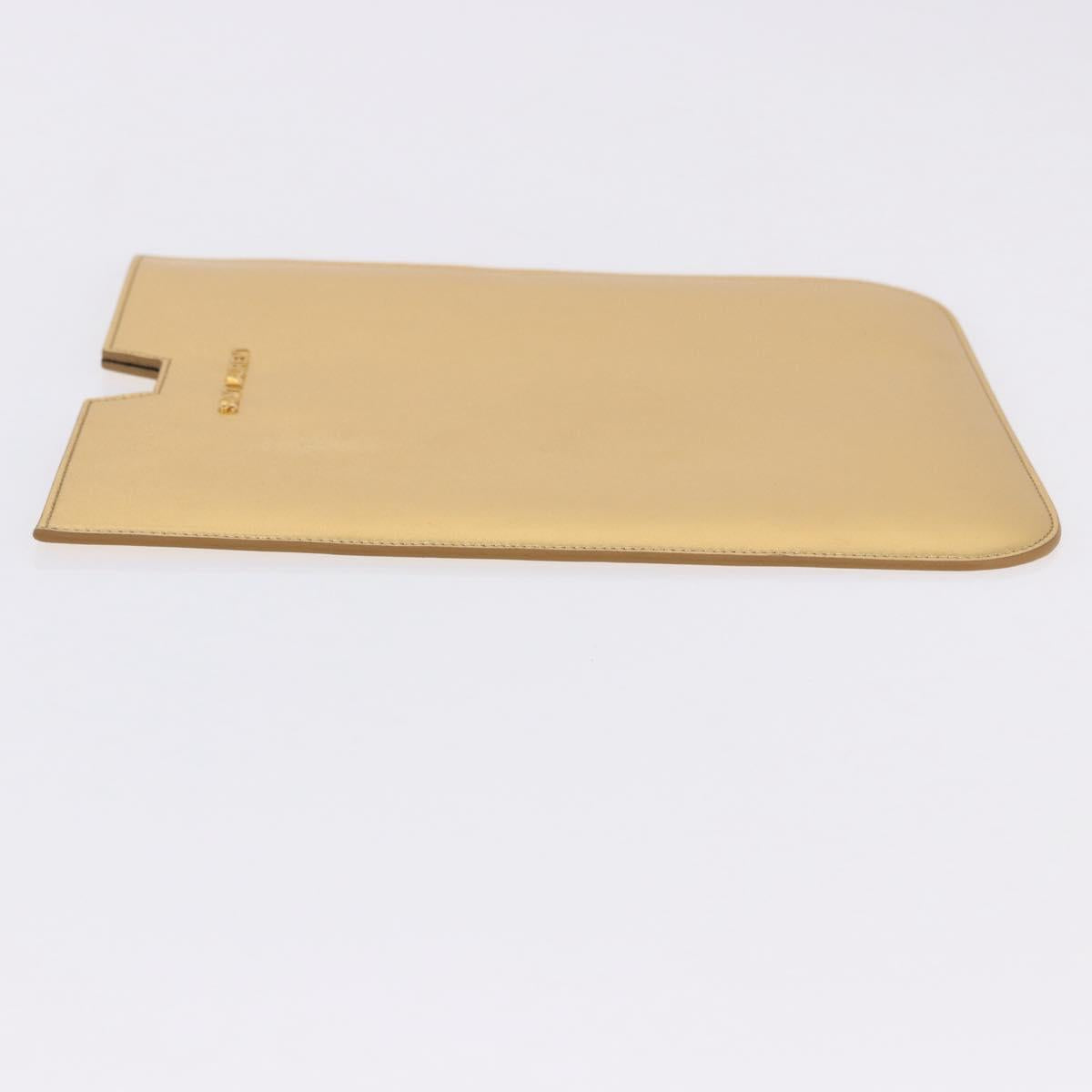 SAINT LAURENT iPad Case Leather Gold Auth 197169M