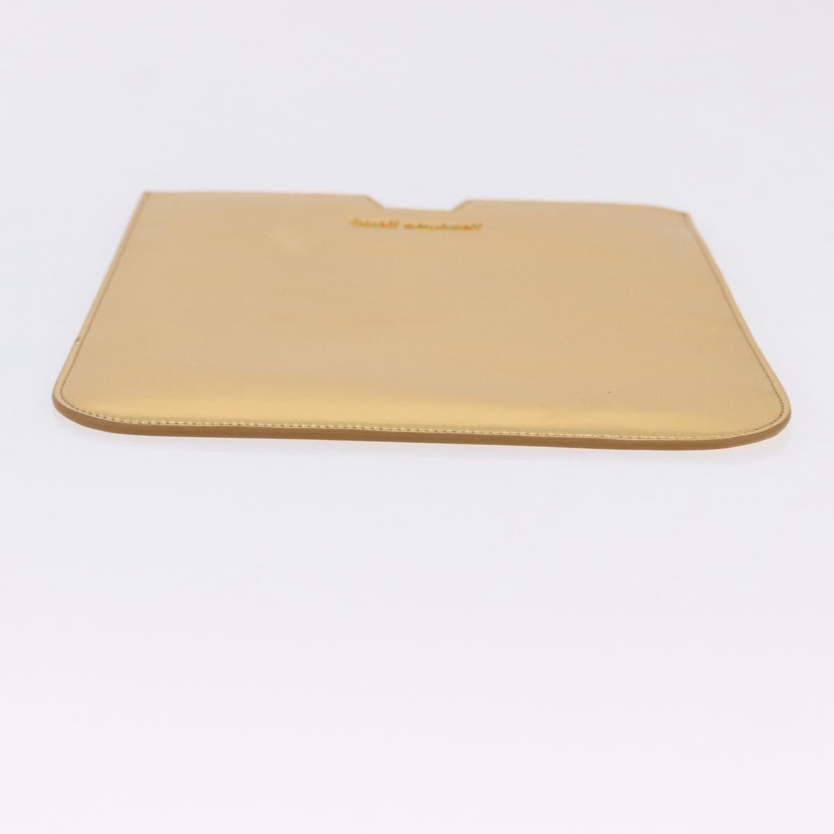 SAINT LAURENT iPad Case Leather Gold Auth 197169M