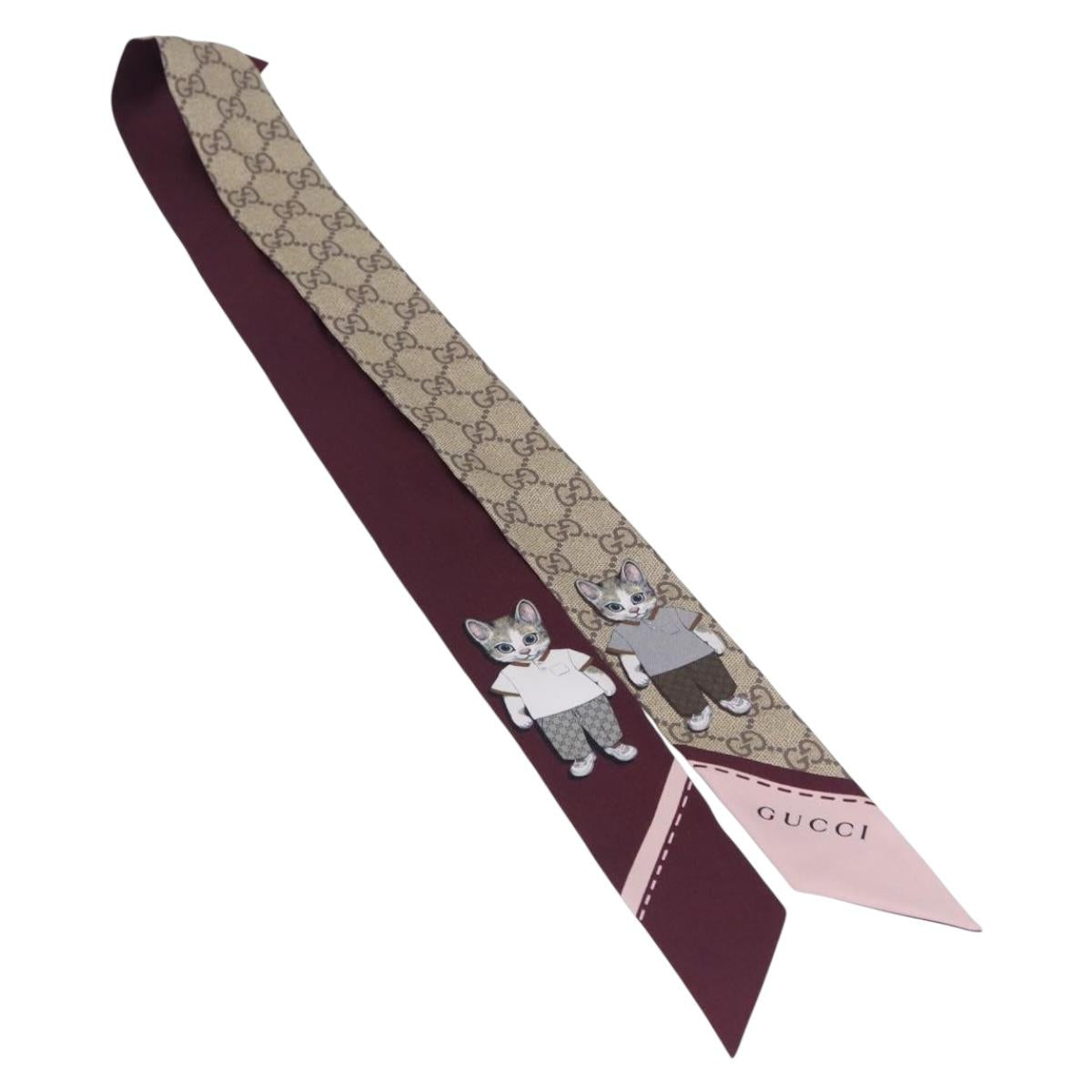 GUCCI GG Canvas Scarf Silk Higuchi Yuko Collaboration Beige Auth 197171M