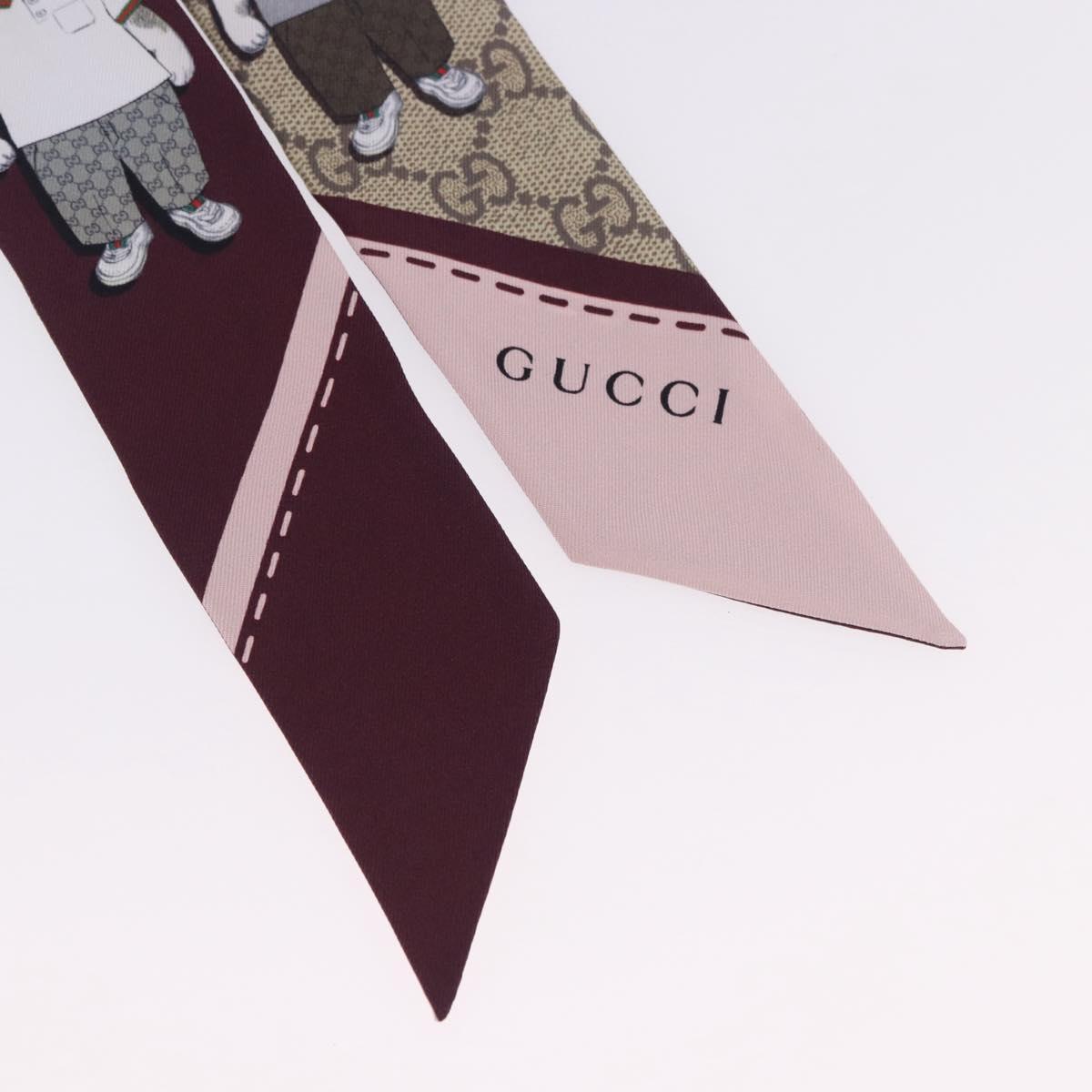 GUCCI GG Canvas Scarf Silk Higuchi Yuko Collaboration Beige Auth 197171M