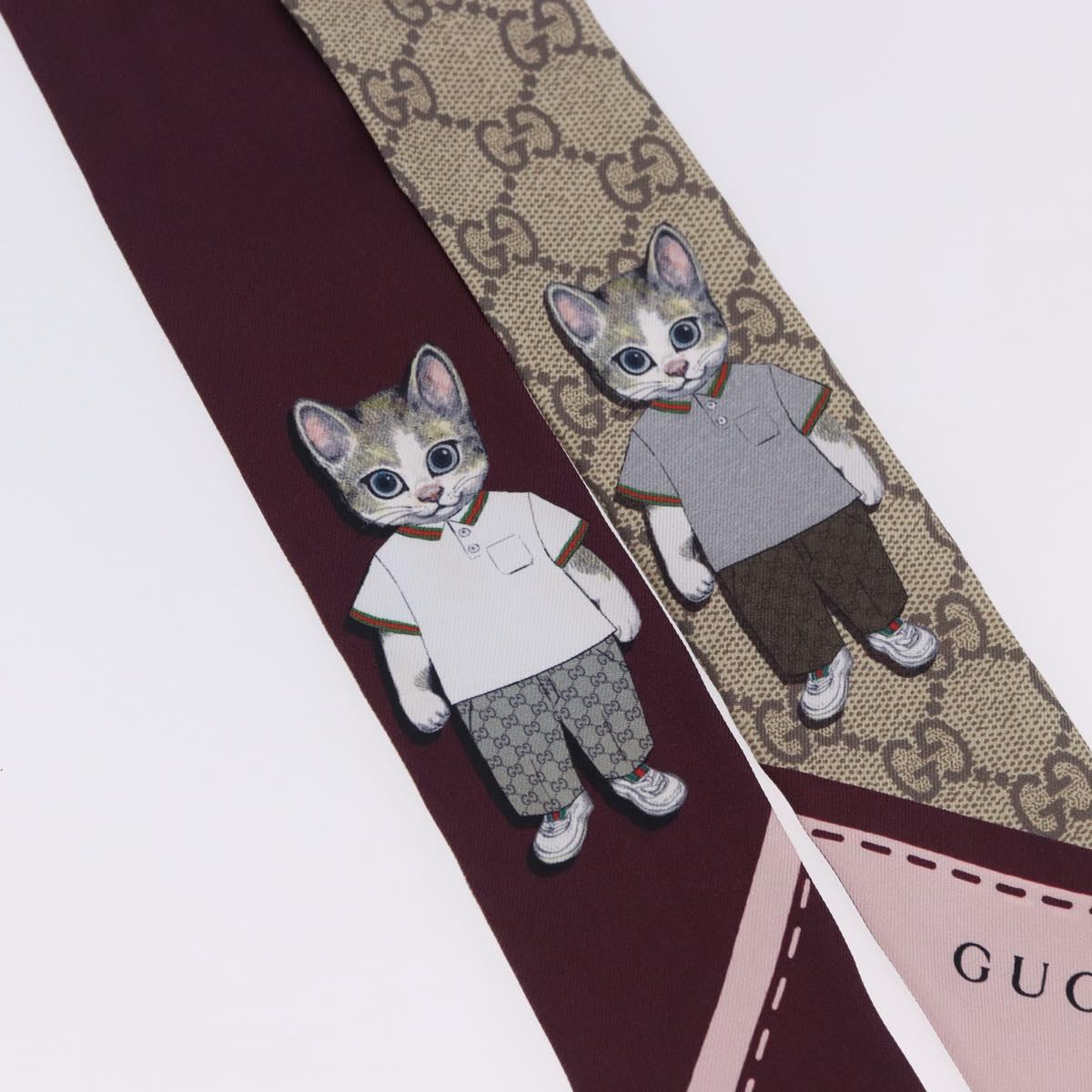 GUCCI GG Canvas Scarf Silk Higuchi Yuko Collaboration Beige Auth 197171M