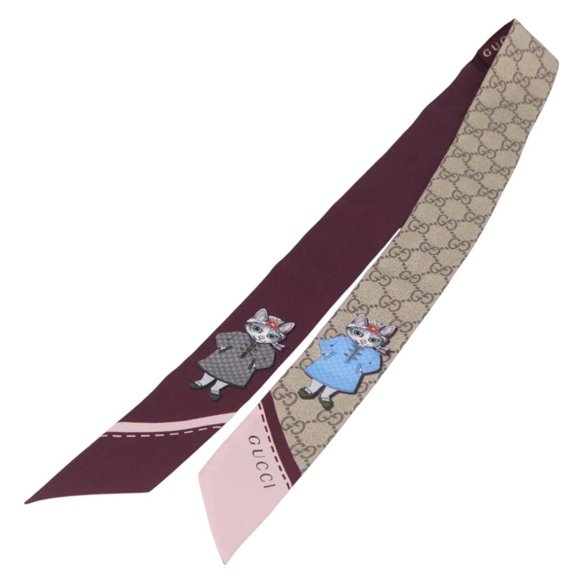 GUCCI GG Canvas Scarf Silk Higuchi Yuko Collaboration Beige Auth 197171M