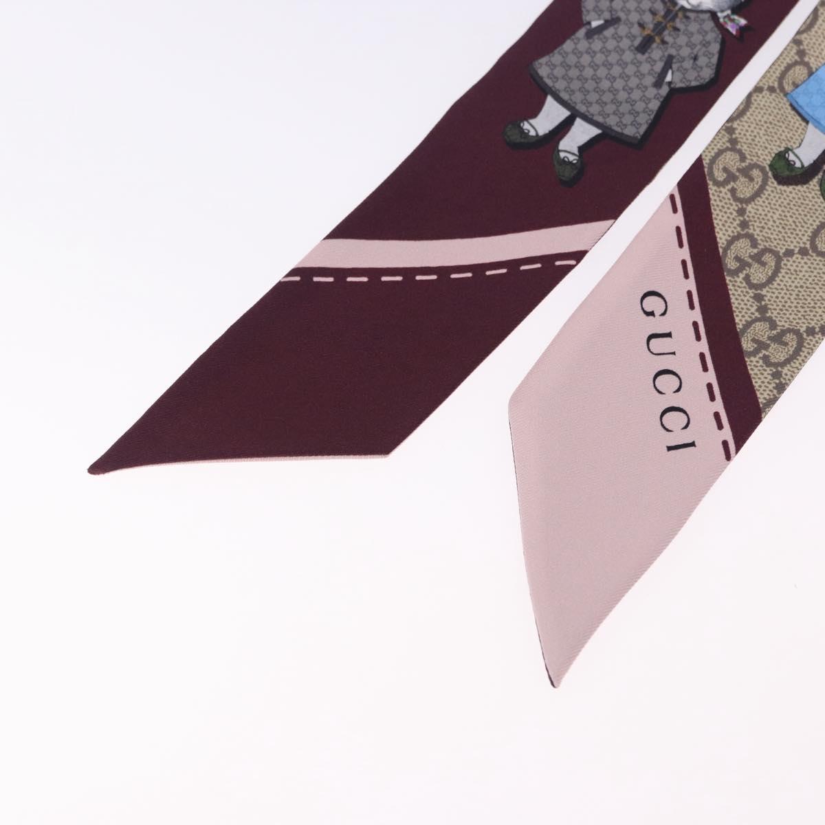 GUCCI GG Canvas Scarf Silk Higuchi Yuko Collaboration Beige Auth 197171M