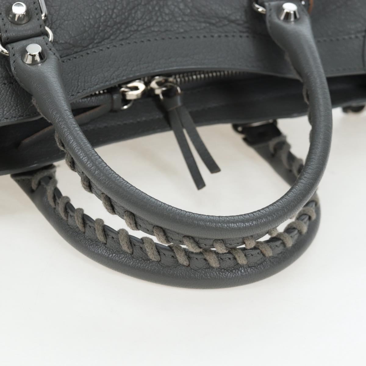 BALENCIAGA Classic Metallic Ege City Bag Leather 2way Gray 432831 Auth 197181SAM