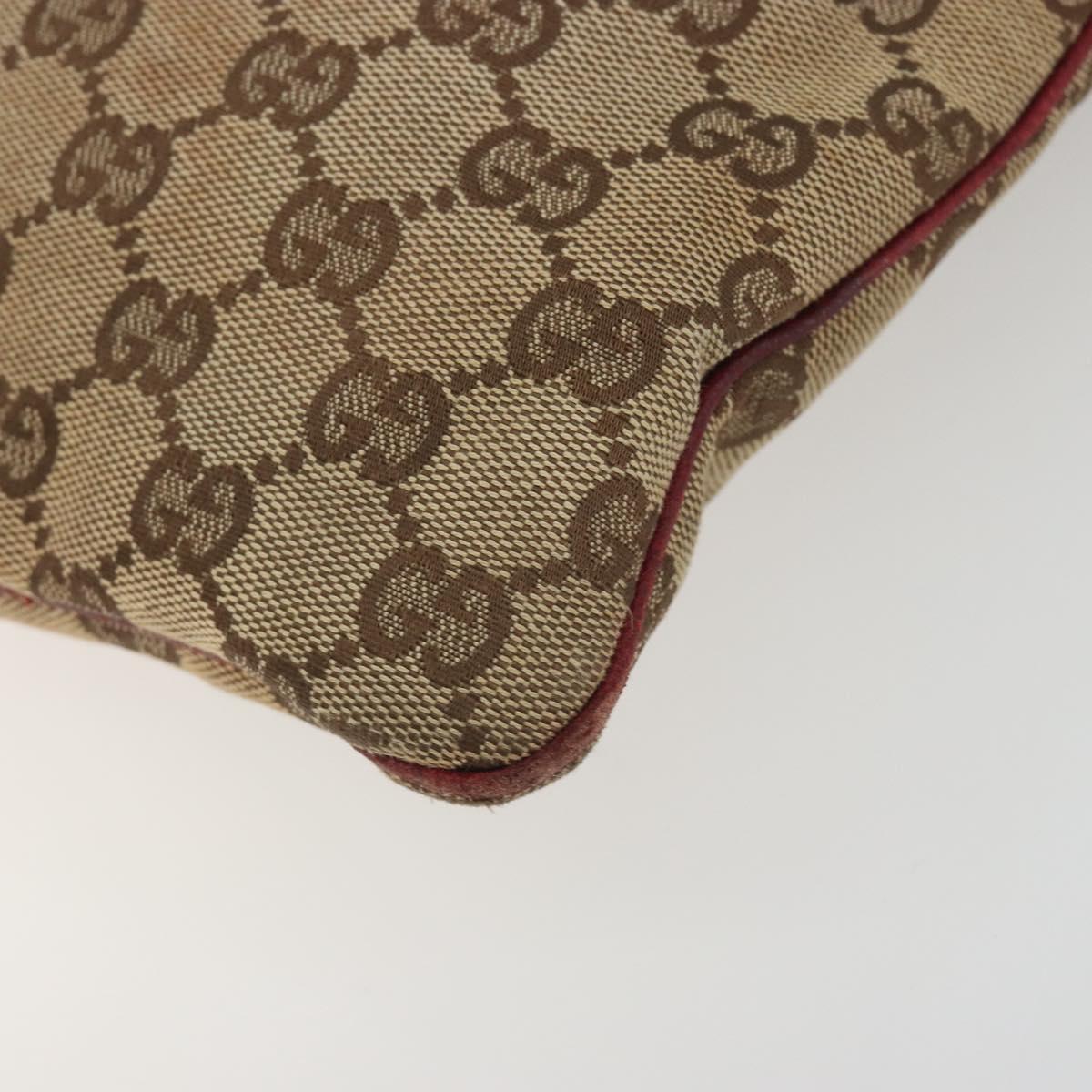 GUCCI GG Canvas Shoulder Bag Beige Silver 113013 Auth 197182