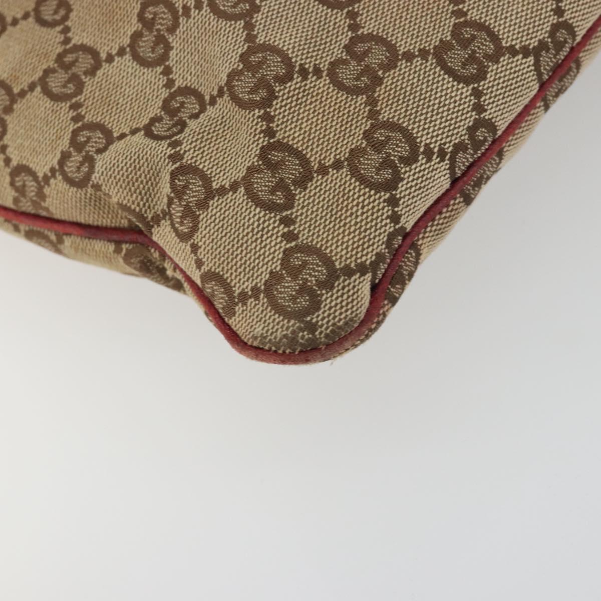 GUCCI GG Canvas Shoulder Bag Beige Silver 113013 Auth 197182