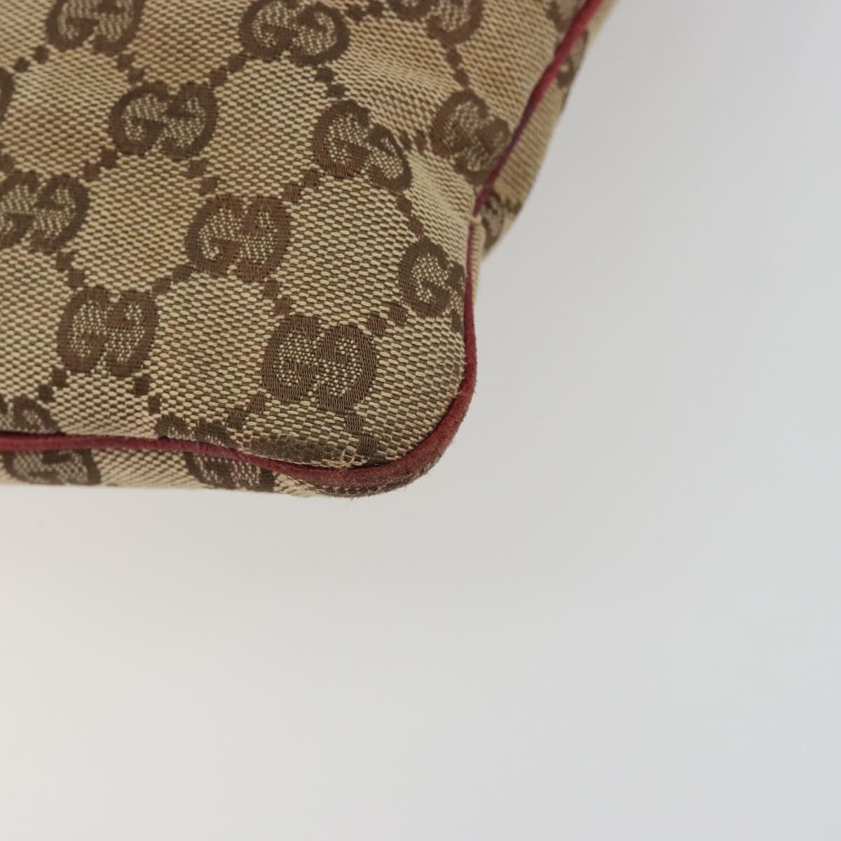 GUCCI GG Canvas Shoulder Bag Beige Silver 113013 Auth 197182