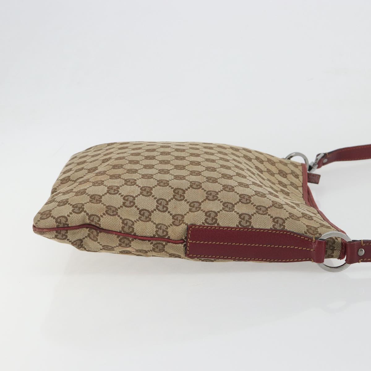 GUCCI GG Canvas Shoulder Bag Beige Silver 113013 Auth 197182