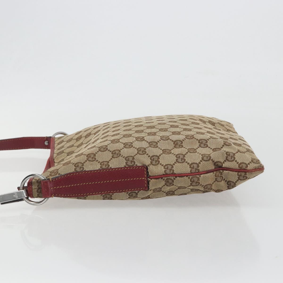 GUCCI GG Canvas Shoulder Bag Beige Silver 113013 Auth 197182