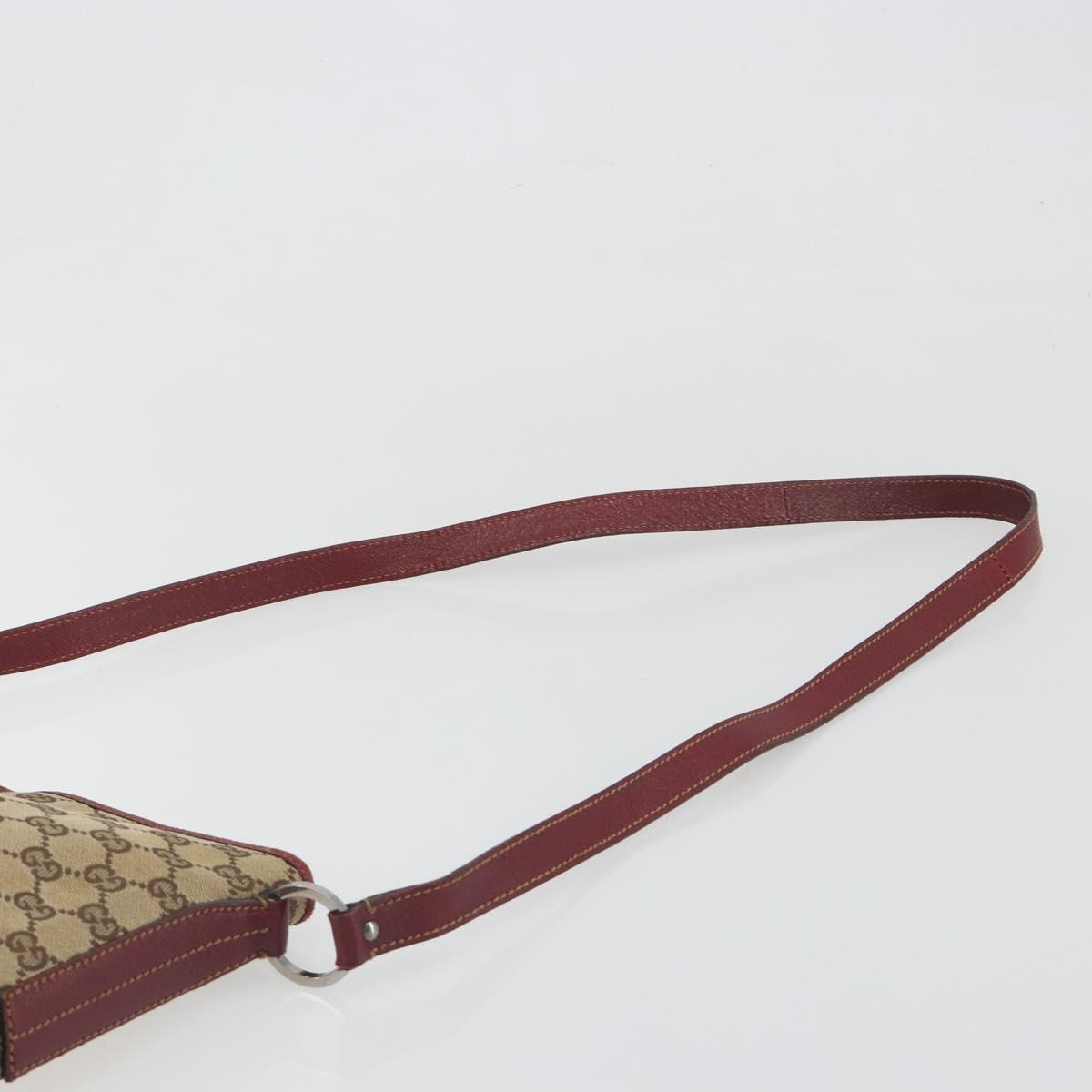 GUCCI GG Canvas Shoulder Bag Beige Silver 113013 Auth 197182