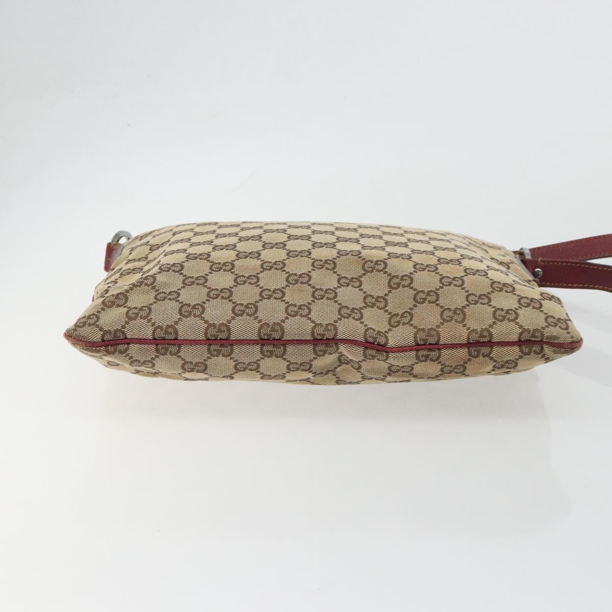GUCCI GG Canvas Shoulder Bag Beige Silver 113013 Auth 197182