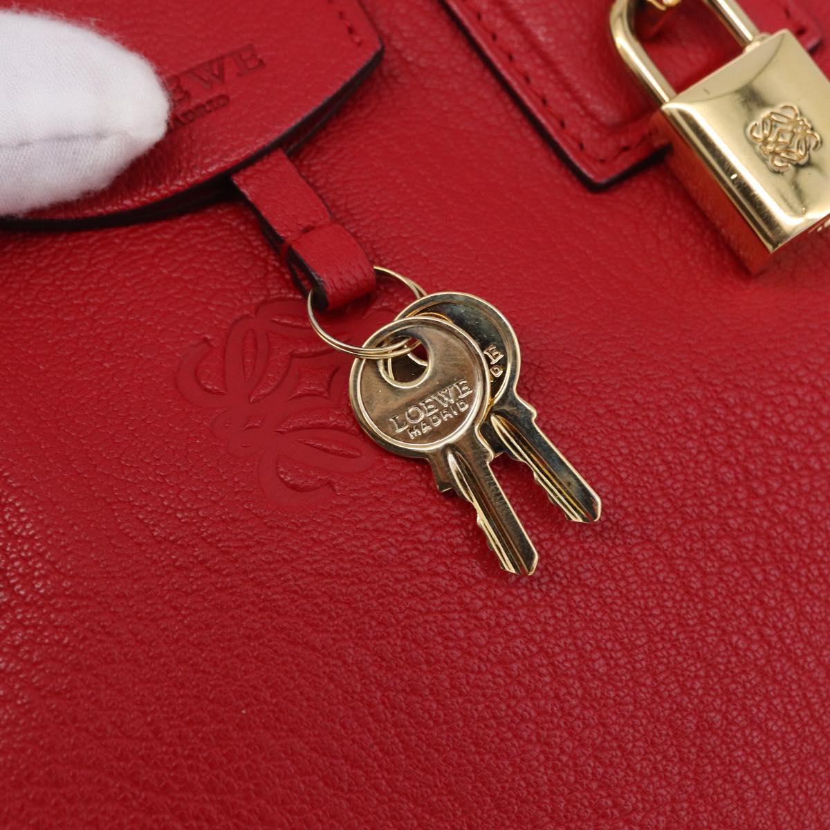 LOEWE Amazona 28 Hand Bag Leather Red Gold Auth 197185SAM