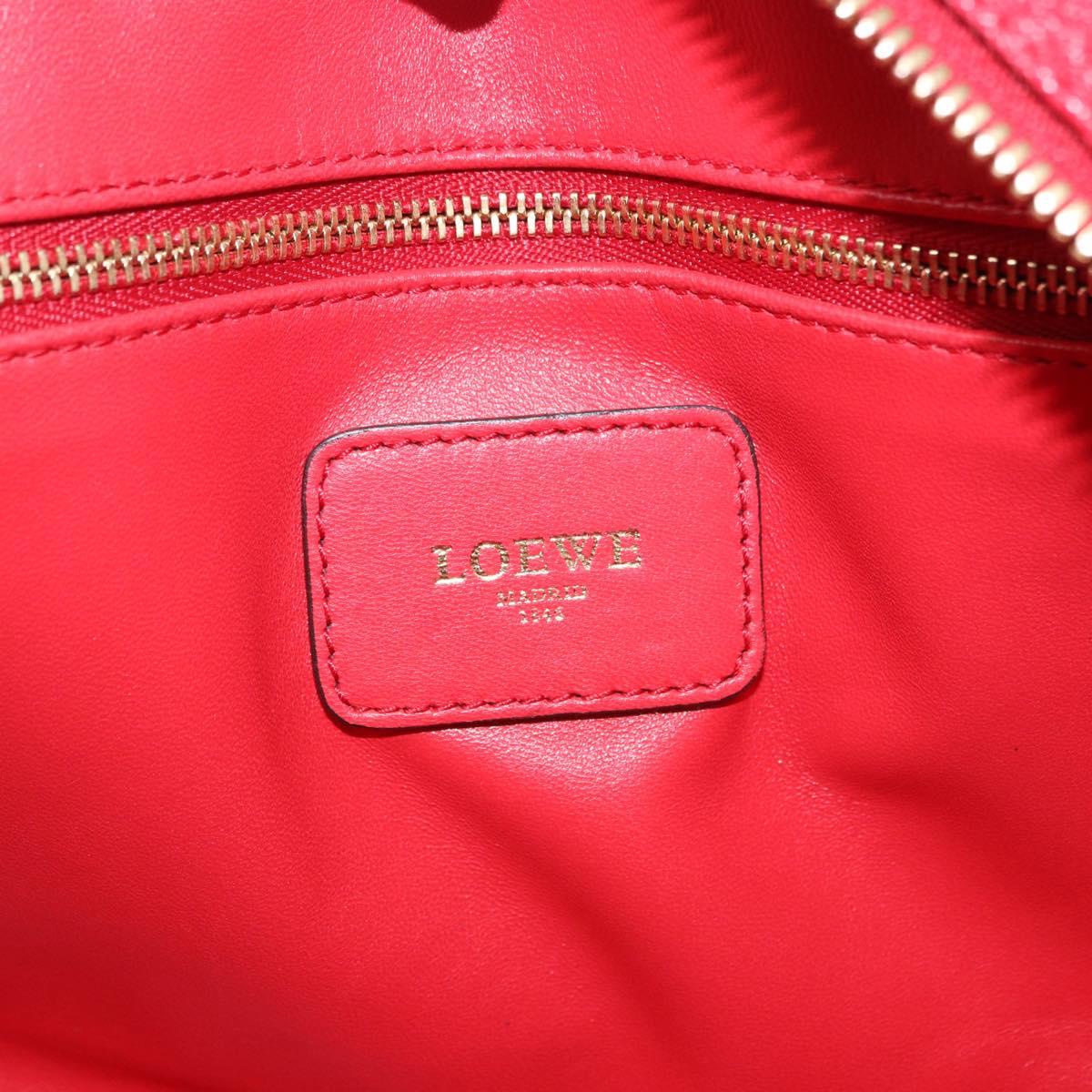 LOEWE Amazona 28 Hand Bag Leather Red Gold Auth 197185SAM