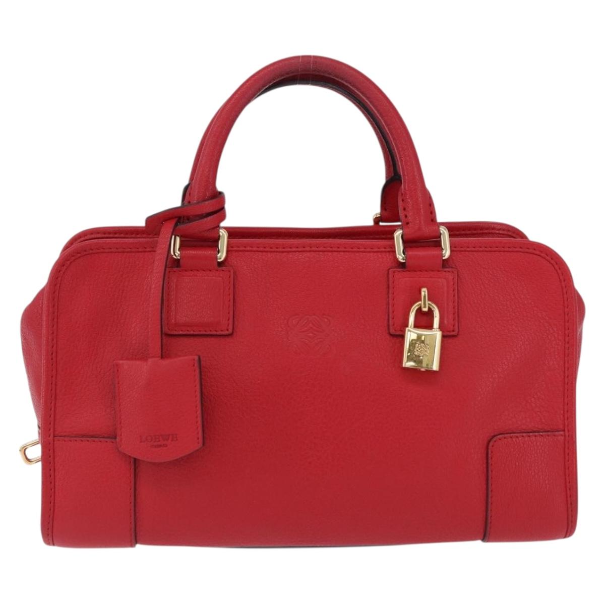 LOEWE Amazona 28 Hand Bag Leather Red Gold Auth 197185SAM