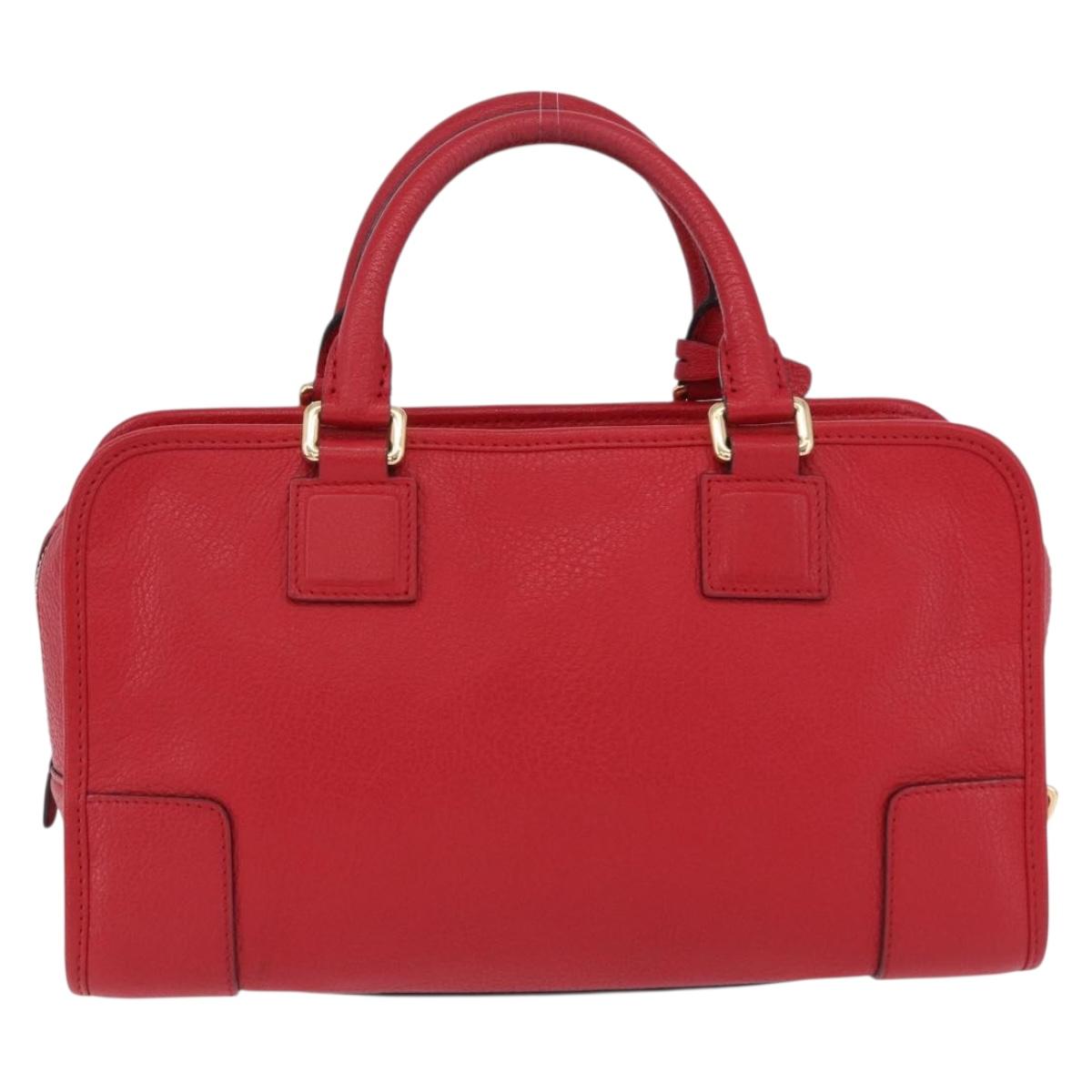 LOEWE Amazona 28 Hand Bag Leather Red Gold Auth 197185SAM