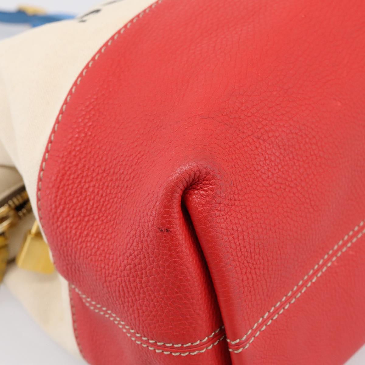 FENDI Celeria Tote Bag Canvas Ivory Gold Auth 197186A