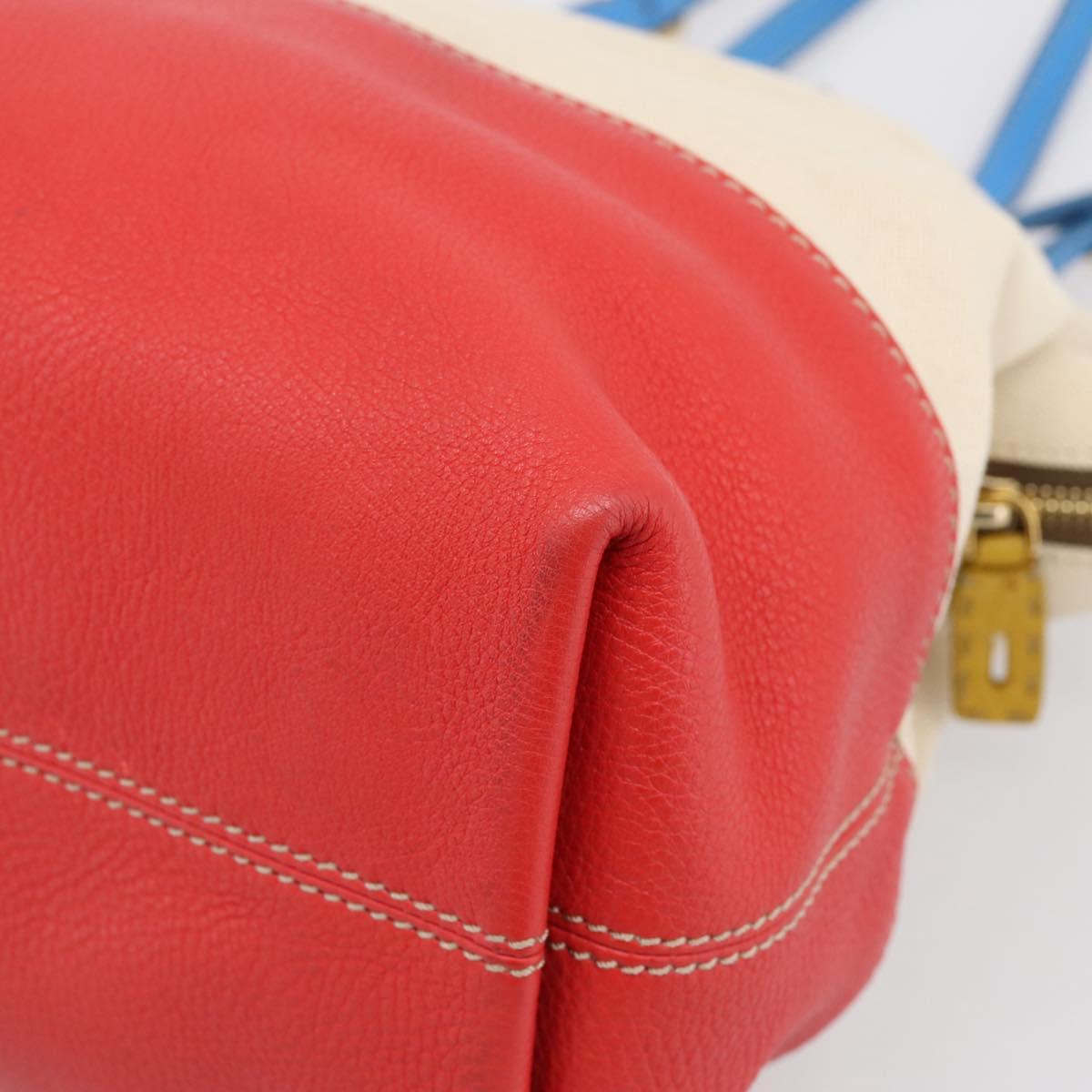 FENDI Celeria Tote Bag Canvas Ivory Gold Auth 197186A