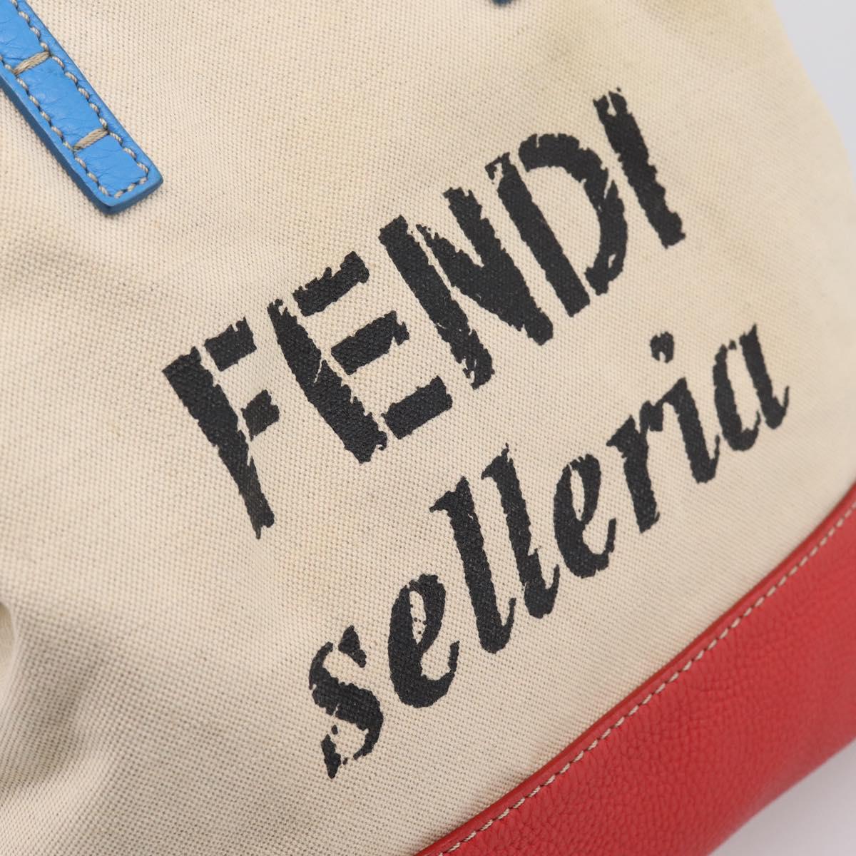 FENDI Celeria Tote Bag Canvas Ivory Gold Auth 197186A